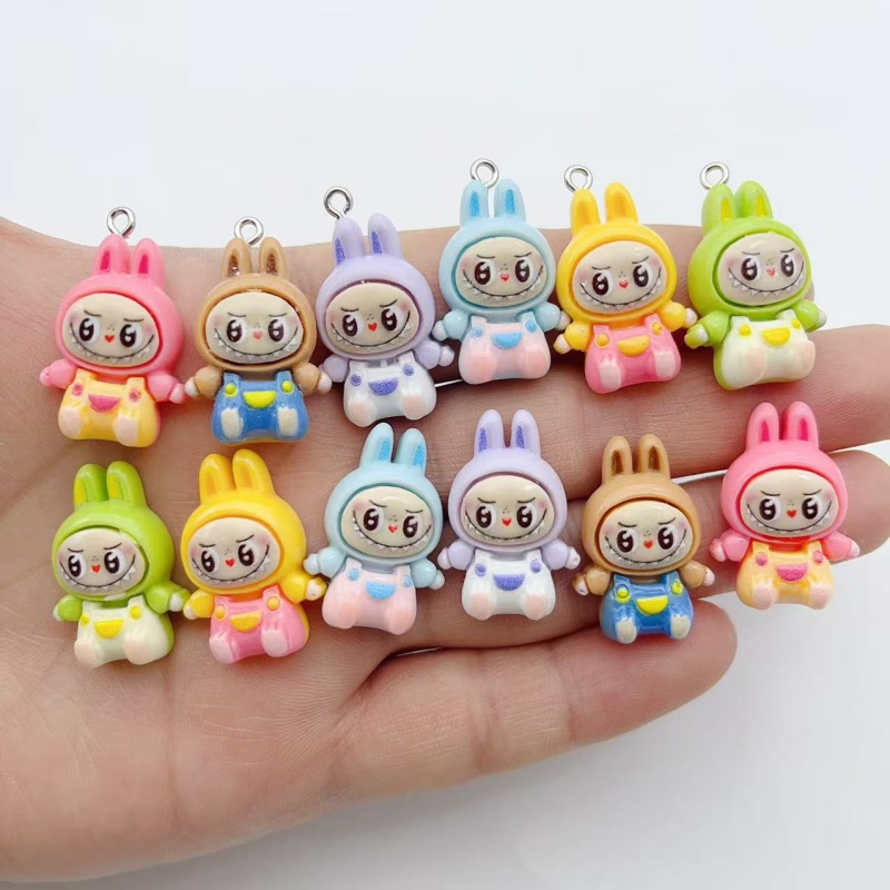 Phone Accessories Charms - 10 個かわいいウサギイチゴハウス樹脂チャーム素敵な漫画の動物ペンダントイヤリングキーホルダー DIY ジュエリーメイク用
