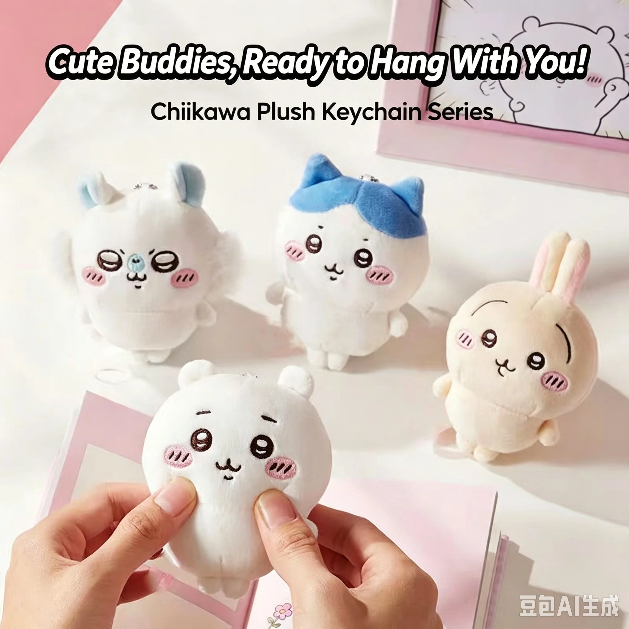 Phone Accessories Charms - ちいかわうさぎのぬいぐるみバッグチャーム。かわいいカートゥーンパジャマシリーズ。柔らかい素材でできたペンダントキーホルダー。キュートなコレクションアイテムとしても最適。