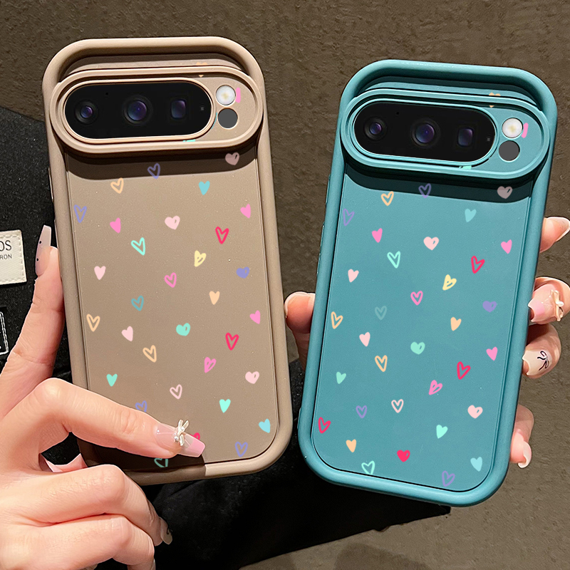 カラフルな小さなハート柄ソフトケース Google Pixe - Google Pixel 9 Pro のレビューと価格